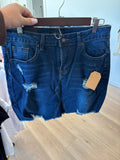 Dark Distressed Denim Skirt