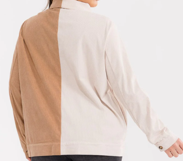 PLUS SIZE LONG SLEEVE BUTTON UP CORDUROY