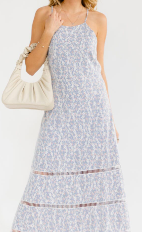 WOMEN'S SLEEVELESS OPEN BACK FLORAL EMBROIDERY MAXI DRESS