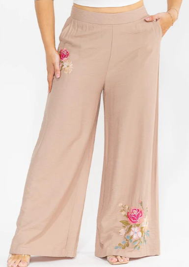 PLUS SIZE WIDE LEG PALAZZO FLORAL PANTS