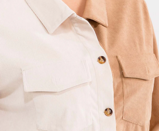 PLUS SIZE LONG SLEEVE BUTTON UP CORDUROY