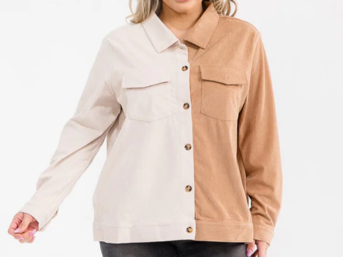 PLUS SIZE LONG SLEEVE BUTTON UP CORDUROY