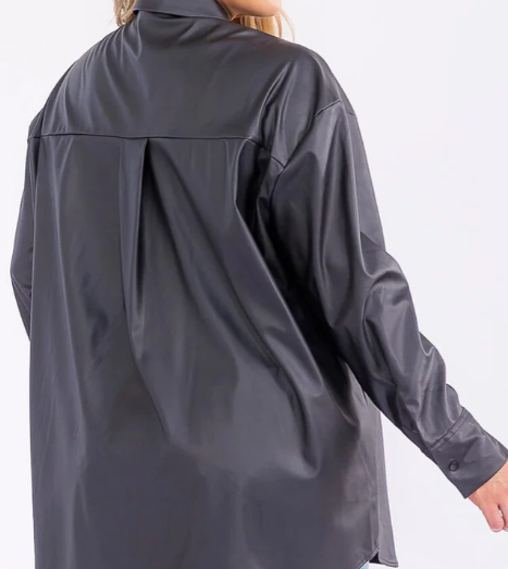 PLUS SIZE LONG SLEEVE BUTTON UP SHACKET