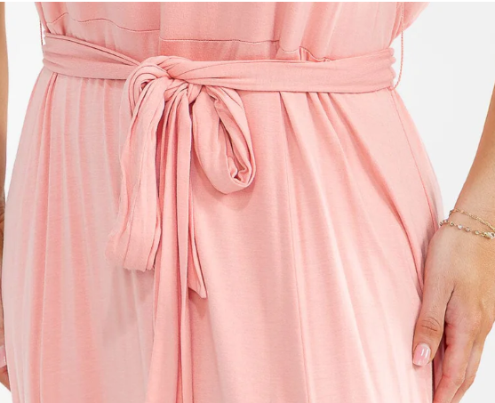 PLUS SIZE SLEEVELESS SQUARE NECK SELF TIE MIDI DRESS
