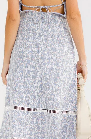 WOMEN'S SLEEVELESS OPEN BACK FLORAL EMBROIDERY MAXI DRESS