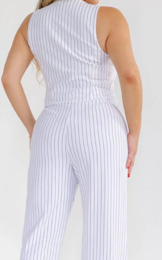 PLUS SIZE BUTTON UP VEST & ZIP UP WIDE LEG PANTS